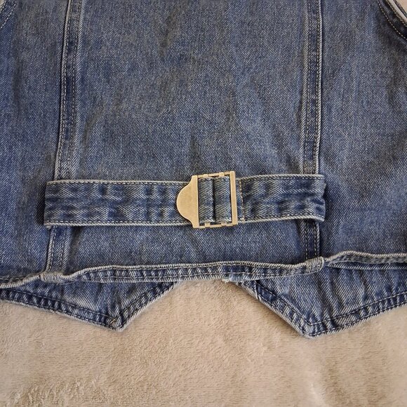 Forever 21 Women's Size Small Light Wash Button Embroidered Western Denim Vest - Picture 8 of 11